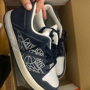 Jordan Navy and White Low-Top Sneakers